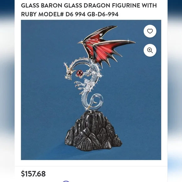 Glass Baron Crystal Ruby Red Wing Dragon - Picture 12 of 12